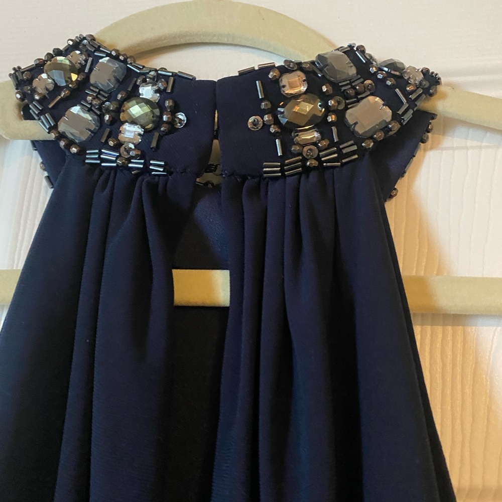 Xscape Halter Dress- Navy - Picture 4 of 8
